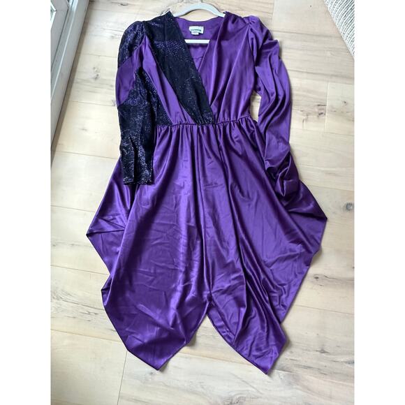 Vintage 70s Disco Nighclub Dress Purple Size small Sparkle Statement Style USA - Picture 12 of 17